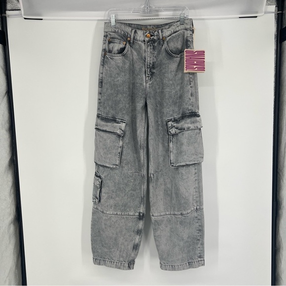 Snacks by Mother The Side Dish Cargo Skimp Gray Jeans in Salt and Pepper 27 NWT - Picture 1 of 11